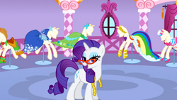 Size: 1366x768 | Tagged: safe, screencap, rarity, pony, unicorn, season 1, suited for success, lidded eyes, solo