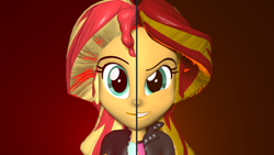 Size: 1916x1078 | Tagged: safe, artist:razethebeast, sunset shimmer, equestria girls, 3d, clothes, duality, evil, female, good, looking at you, solo, split screen