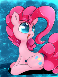 Size: 1024x1365 | Tagged: safe, artist:madacon, pinkie pie, earth pony, pony, female, mare, pink coat, pink mane, simple background, solo