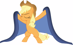 Size: 16223x10000 | Tagged: safe, artist:qcryzzy, applejack, earth pony, pony, absurd resolution, bipedal, cape, clothes, eyes closed, simple background, solo, transparent background, vector