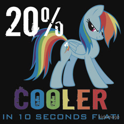 Size: 550x550 | Tagged: safe, artist:kidomaga, derpibooru import, rainbow dash, pegasus, pony, 10 seconds flat, 20% cooler, clothes, merchandise, redbubble, shirt, solo, text