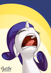 Size: 955x1351 | Tagged: safe, artist:mysticalpha, rarity, pony, unicorn, despair, female, mare, marshmelodrama, nose in the air, open mouth, solo, uvula