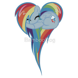 Size: 550x550 | Tagged: safe, artist:bamboodog, derpibooru import, rainbow dash, pegasus, pony, clothes, eyes closed, female, heart, heart pony, iphone case, lying down, mare, merchandise, obtrusive watermark, prone, redbubble, simple background, sleeping, solo, sticker, t-shirt, watermark, white background