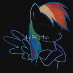 Size: 550x550 | Tagged: safe, artist:lcpsycho, derpibooru import, rainbow dash, pegasus, pony, clothes, merchandise, redbubble, solo, t-shirt