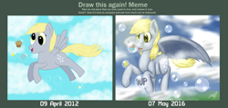 Size: 1568x744 | Tagged: safe, artist:rtg2100, derpy hooves, pegasus, pony, draw this again, female, mare