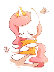 Size: 900x1200 | Tagged: safe, artist:joycall6, princess celestia, alicorn, pony, cake, drool, pillow, sleeping, solo