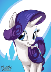 Size: 955x1351 | Tagged: safe, artist:mysticalpha, rarity, pony, unicorn, cute, looking at you, raribetes, smiling, solo