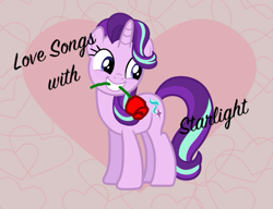 Size: 691x530 | Tagged: artist needed, safe, edit, starlight glimmer, pony, unicorn, flower, heart pattern, rose, silly songs, veggietales