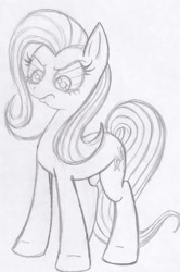 Size: 900x1355 | Tagged: safe, artist:redfirestar, fluttershy, pegasus, pony, angry, monochrome, solo