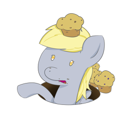 Size: 1760x1780 | Tagged: safe, artist:dotdotdotfreak, derpy hooves, pegasus, pony, female, food, mare, muffin, solo