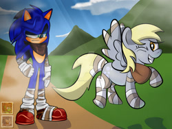 Size: 1600x1200 | Tagged: safe, artist:5catsonebowl, artist:iamthemanwithglasses, derpy hooves, pegasus, pony, collaboration, crossover, female, mare, sega, sonic boom, sonic the hedgehog, sonic the hedgehog (series), watermark