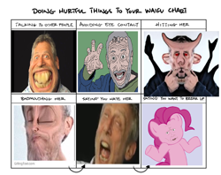 Size: 1280x1012 | Tagged: safe, pinkie pie, barely pony related, doing hurtful things, explicit description, faic, grimdark in the description, makes no sense, meme, michael rosen, not salmon, obligatory pony, wat, why, wtf, youtube poop