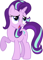 Size: 4000x5520 | Tagged: safe, artist:pilot231, starlight glimmer, pony, unicorn, rock solid friendship, canon, cutie mark, embarrassed, female, looking up, mare, raised hoof, simple background, solo, transparent background, vector