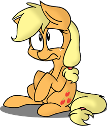 Size: 1129x1339 | Tagged: safe, artist:strangiesleepy, applejack, earth pony, pony, sad, sitting, solo