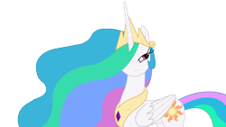 Size: 5760x3240 | Tagged: safe, artist:amana07, princess celestia, alicorn, pony, sweet and elite, absurd resolution, female, looking back, mare, sideways glance, simple background, sly, solo, transparent background, vector