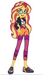 Size: 568x992 | Tagged: safe, artist:smurfettyblue, derpibooru exclusive, sunset shimmer, equestria girls, choker, clothes, leak, pants, solo, yoga pants