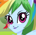 Size: 119x114 | Tagged: safe, derpibooru import, rainbow dash, equestria girls, face, grin, picture for breezies, smiling, starsue