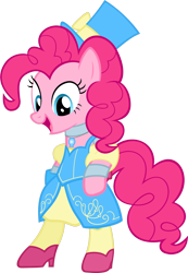 Size: 1264x1825 | Tagged: safe, artist:zacatron94, pinkie pie, pony, bipedal, clothes, hat, necklace, open mouth, solo