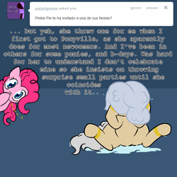 Size: 666x666 | Tagged: safe, artist:shenhibiki, pinkie pie, oc, oc:shenhibiki, earth pony, pony, ask, spanish, tumblr