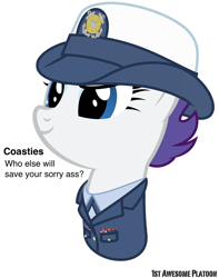 Size: 756x960 | Tagged: safe, artist:ethanchang, part of a set, rarity, pony, unicorn, 1st awesome platoon, award, coast guard, military, military uniform, ribbon