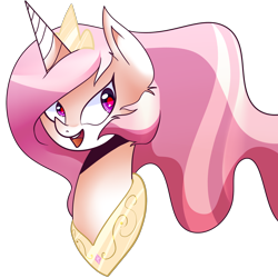 Size: 2100x2100 | Tagged: safe, artist:paperkoalas, princess celestia, alicorn, pony, bust, female, mare, pink mane, pink-mane celestia, portrait, simple background, solo, transparent background