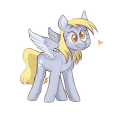 Size: 1189x1080 | Tagged: safe, artist:kapusha-blr, derpy hooves, pegasus, pony, female, heart, mare, simple background, solo