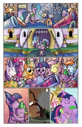 Size: 700x1077 | Tagged: safe, derpibooru import, edit, idw, applejack, fluttershy, pinkie pie, rainbow dash, rarity, spike, twilight sparkle, twilight sparkle (alicorn), alicorn, dragon, earth pony, pegasus, pony, unicorn, castle sweet castle, comic, feels, female, golden oaks library, mane seven, mane six, mare