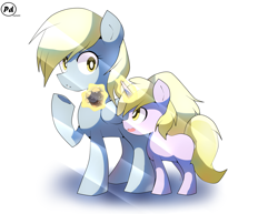 Size: 4000x3080 | Tagged: safe, artist:papibabidi, derpy hooves, dinky hooves, pegasus, pony, female, food, magic, mare, muffin, telekinesis