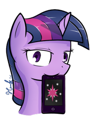 Size: 406x499 | Tagged: safe, artist:puetsua, derpibooru import, twilight sparkle, phone, solo