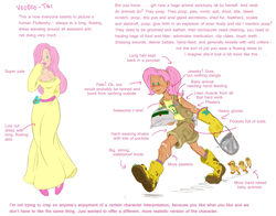 Size: 1019x800 | Tagged: safe, artist:voodoo-tiki, fluttershy, human, analysis, boots, cargo shorts, clothes, comparison, dress, gloves, headcanon, humanized, long skirt, ponytail, shoes, simple background, skirt, tan, tanned, text, white background