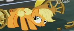 Size: 1262x537 | Tagged: safe, applejack, earth pony, pony, rarity takes manehattan, apple-jack, pun, solo, visual pun