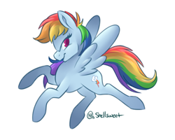 Size: 500x400 | Tagged: safe, artist:shellsweet, derpibooru import, rainbow dash, pegasus, pony, backwards cutie mark, solo