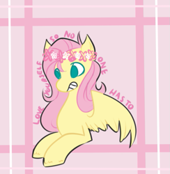 Size: 609x624 | Tagged: safe, artist:picatails, fluttershy, pegasus, pony, female, floral head wreath, mare, solo