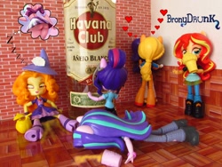 Size: 1400x1050 | Tagged: artist needed, safe, artist:whatthehell!?, adagio dazzle, applejack, lemon zest, rarity, sci-twi, starlight glimmer, sunset shimmer, twilight sparkle, equestria girls, alcohol, beer, boots, classroom, clothes, cup, doll, drunk, equestria girls minis, eqventures of the minis, female, irl, lesbian, pants, photo, ponied up, rarijack, rum, shipping, shoes, skirt, sleeping, toy, zzz