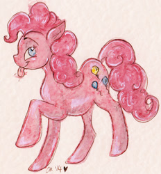 Size: 525x565 | Tagged: safe, artist:twinklestahh, pinkie pie, earth pony, pony, female, mare, pink coat, pink mane, solo, traditional art