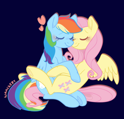 Size: 2082x1993 | Tagged: safe, artist:waackery, derpibooru import, fluttershy, rainbow dash, pegasus, pony, blushing, cutie mark, female, flutterdash, heart, lesbian, shipping, simple background