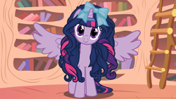 Size: 5760x3240 | Tagged: safe, artist:beavernator, derpibooru import, twilight sparkle, twilight sparkle (alicorn), alicorn, pony, absurd resolution, alternate hairstyle, bow, female, long mane, mare, messy mane, solo