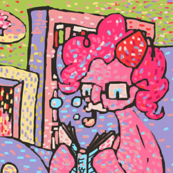 Size: 800x800 | Tagged: safe, artist:thornthurs, pinkie pie, earth pony, pony, book, bubble pipe, fez, glasses, hat, posh, solo