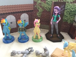 Size: 2048x1536 | Tagged: safe, fluttershy, rainbow dash, starlight glimmer, pony, equestria girls, mirror magic, my little pony: the movie, spoiler:eqg specials, beanie, bipedal, clothes, craft, hat, photo, sculpture, traditional art