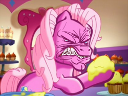 Size: 400x300 | Tagged: safe, artist:tess, edit, pinkie pie, pinkie pie (g3), earth pony, pony, g3, positively pink, rage, solo