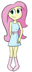 Size: 1700x3784 | Tagged: safe, artist:liggliluff, fluttershy, human, clothes, dress, humanized, socks, solo