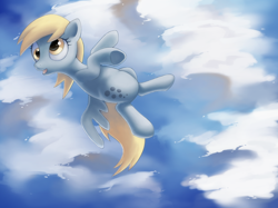 Size: 968x723 | Tagged: safe, artist:hydro-king, derpy hooves, pegasus, pony, cloud, female, flying, mare, solo