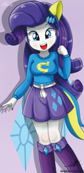 Size: 645x1321 | Tagged: safe, artist:the-butch-x, rarity, equestria girls, arms, beautiful, boots, breasts, bust, clothes, collar, eyelashes, eyeshadow, female, fist, hair, hairpin, hand, happy, legs, long hair, long sleeves, makeup, nail polish, open mouth, open smile, painted nails, shoes, skirt, smiling, solo, standing, sweater, teenager, teeth, tongue, wonderbolts uniform, wondercolts