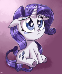 Size: 900x1075 | Tagged: safe, artist:daniel-sg, rarity, pony, unicorn, crying, cute, floppy ears, raribetes, solo