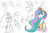 Size: 1000x667 | Tagged: safe, artist:romanrazor, princess celestia, alicorn, pony, female, horn, mare, multicolored mane, sketch dump, solo, white coat