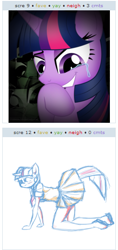 Size: 262x556 | Tagged: safe, derpibooru import, twilight sparkle, exploitable meme, juxtaposition, juxtaposition win