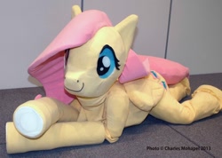 Size: 902x642 | Tagged: safe, artist:lasiral, fluttershy, 2013, convention, cosplay, irl, ottawa comiccon, prone, quadsuit, solo