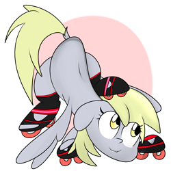 Size: 3000x3000 | Tagged: safe, artist:doge4ce, derpy hooves, pegasus, pony, cute little fangs, fangs, female, floppy ears, mare, roller skates, solo