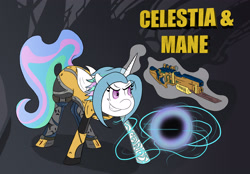 Size: 3167x2200 | Tagged: safe, artist:askcelestiasmane, princess celestia, borderlands 2, cosplay, crossover, gun, maya, solo