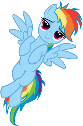 Size: 2669x4047 | Tagged: safe, artist:rainbowmaned, derpibooru import, rainbow dash, pegasus, pony, belly button, cute, dashabetes, female, mare, messy mane, messy tail, morning ponies, simple background, smiling, solo, spread wings, transparent background, vector, wings